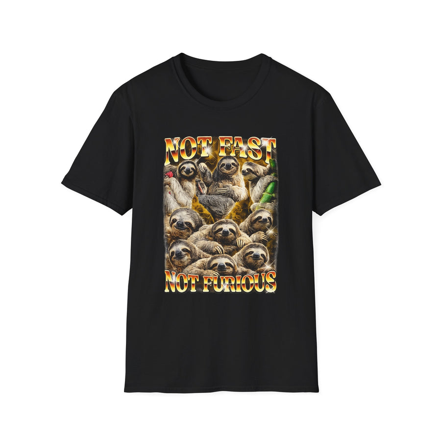 Not Fast Not Furious Sloth Funny Graphic Tee - Front View | INKHAUS