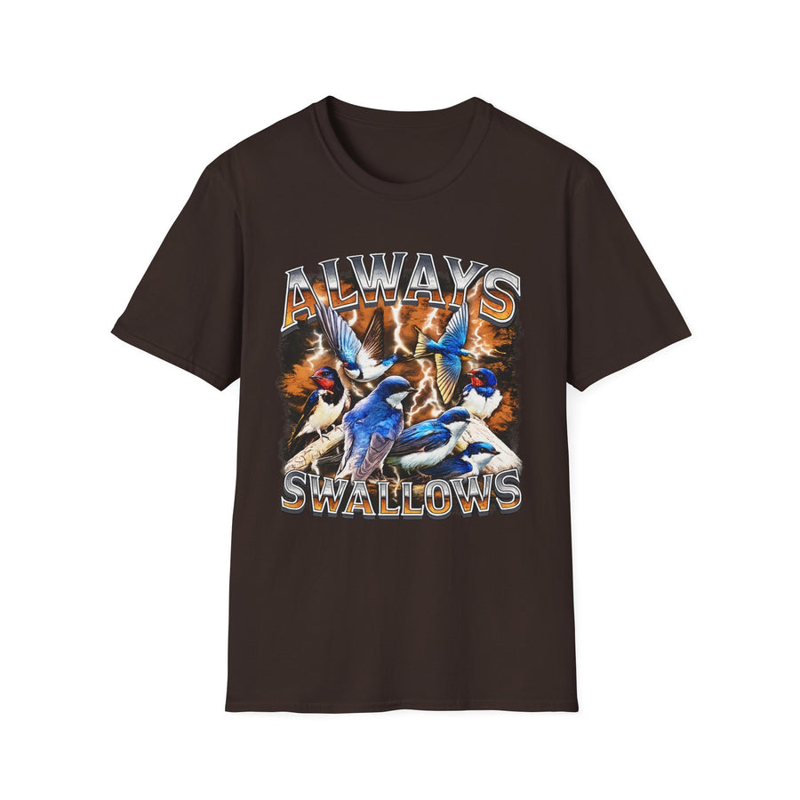 Always Swallows Dark Humor Graphic Tee - Front - Alt Color | INKHAUS