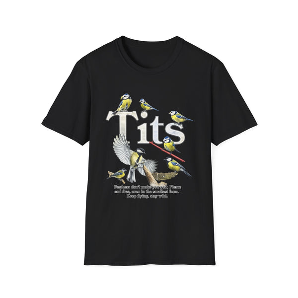 Tits Bird Funny Wildlife Graphic Tee - Front View | INKHAUS
