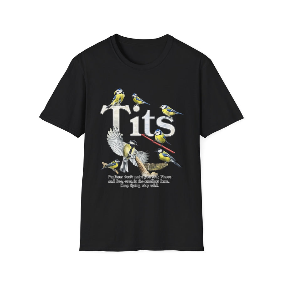 Tits Bird Funny Wildlife Graphic Tee - Front View | INKHAUS