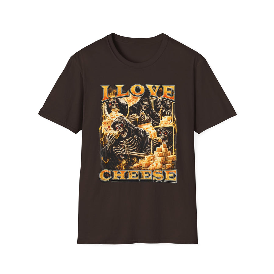 I Love Cheese Funny Foodie Graphic Tee - Front - Alt Color | INKHAUS