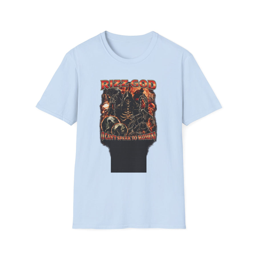 Rizz God I Can't Speak to Women Graphic Tee - Lifestyle View | INKHAUS
