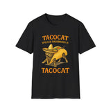 Tacocat Palindrome Funny Foodie Graphic Tee - Front View | INKHAUS