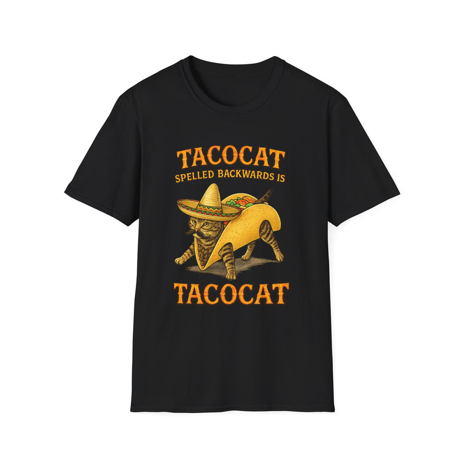 Tacocat Palindrome Funny Foodie Graphic Tee - Front View | INKHAUS