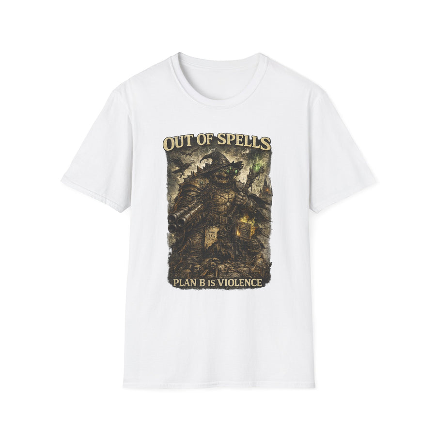 Out of Spells Fantasy Wizard Graphic Tee - Back View | INKHAUS