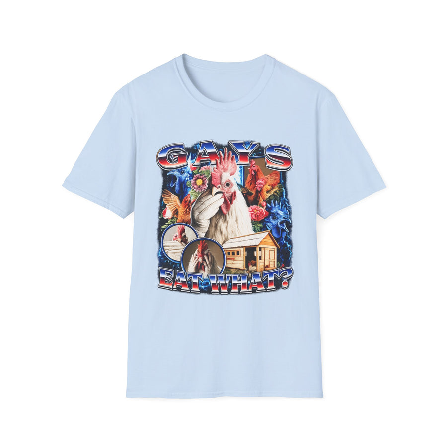 Gays Eat What Dark Humor Graphic Tee - Lifestyle View | INKHAUS