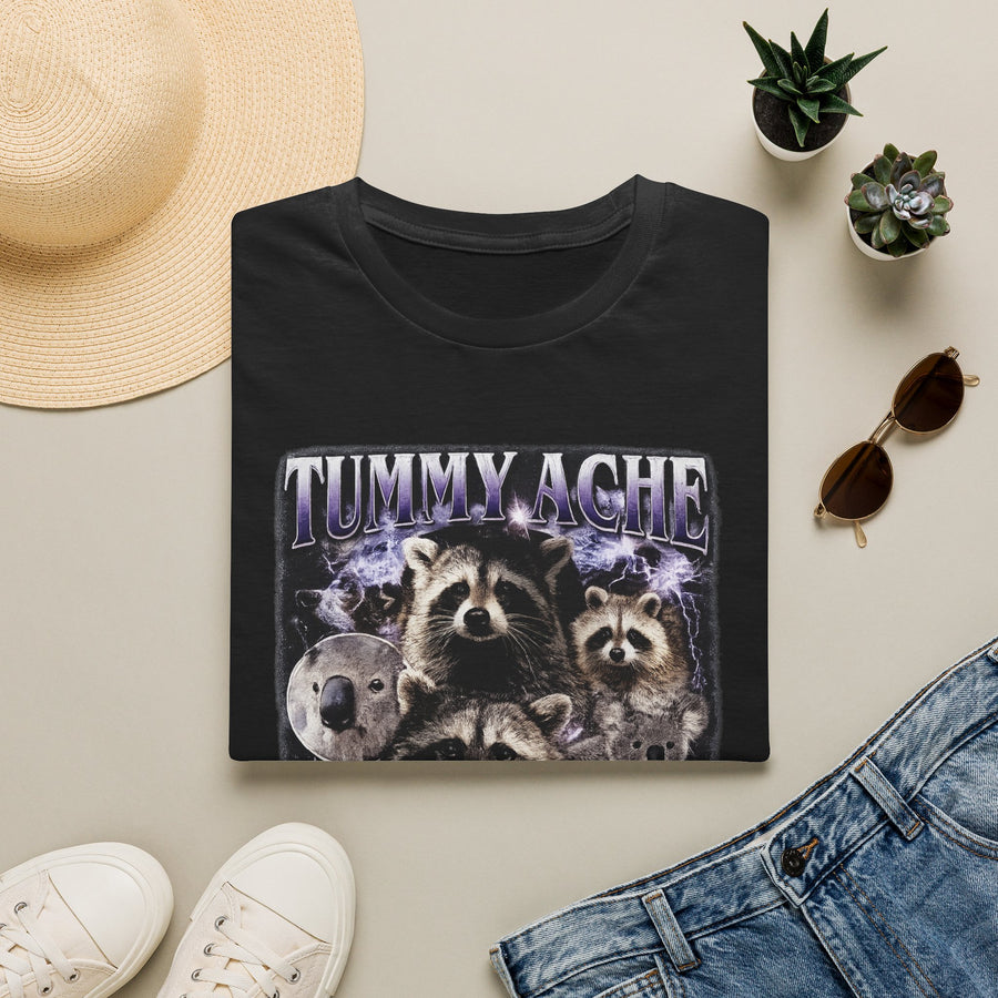 Tummy Ache Survivor Dark Humor Graphic Tee - Front View | INKHAUS