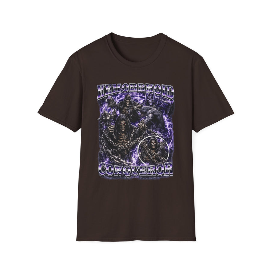 Hemorrhoid Conqueror Funny Graphic Tee - Front - Alt Color | INKHAUS