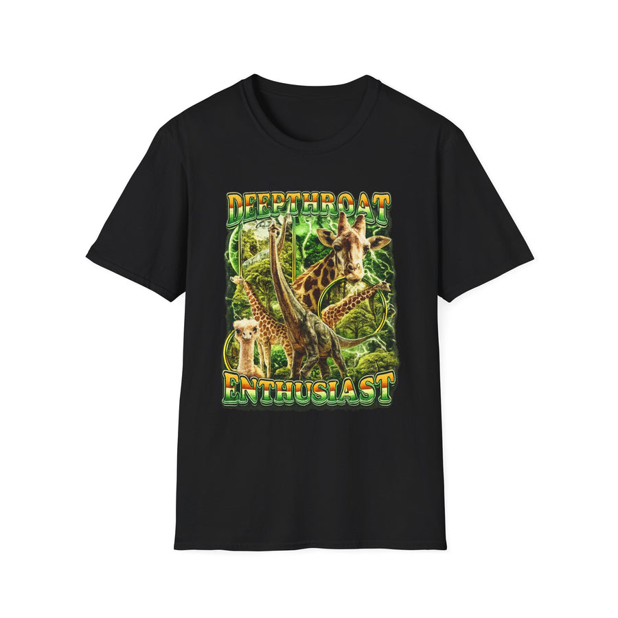 Deepthroat Enthusiast Dark Humor Graphic Tee - Front View | INKHAUS