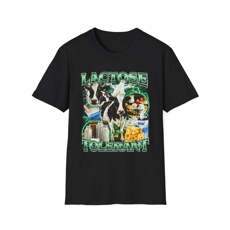 Lactose Tolerant Funny Food Graphic Tee - Front View | INKHAUS