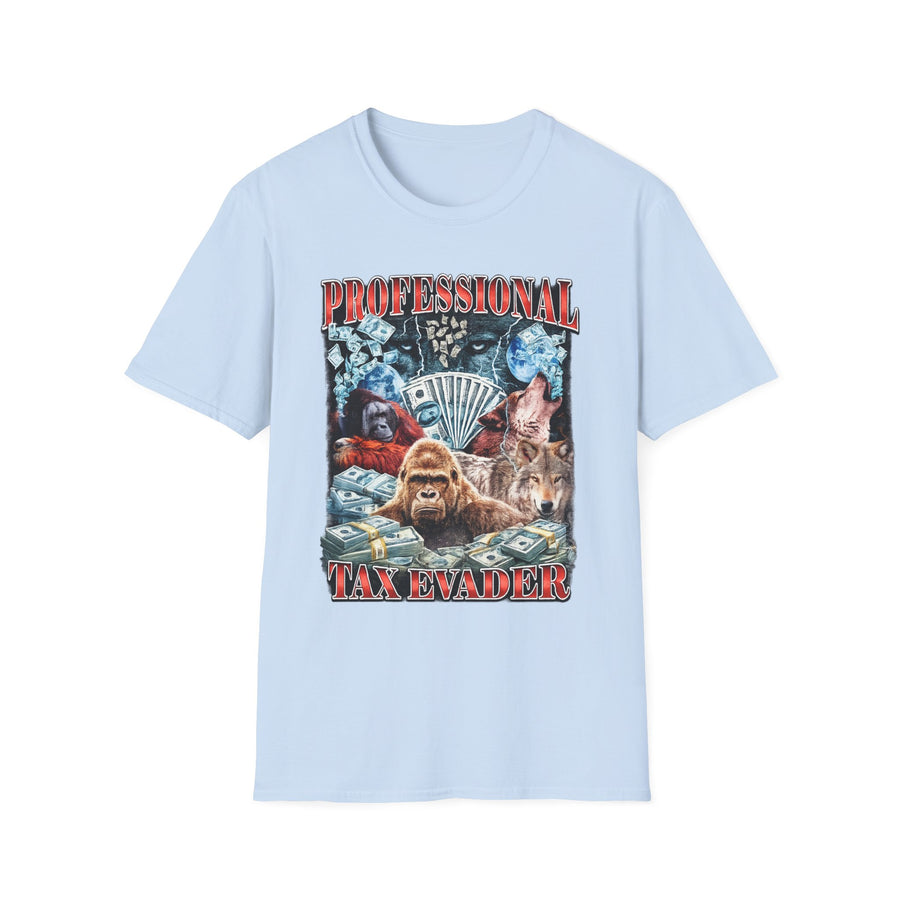 Professional Tax Evader Dark Humor Graphic Tee - Lifestyle View | INKHAUS