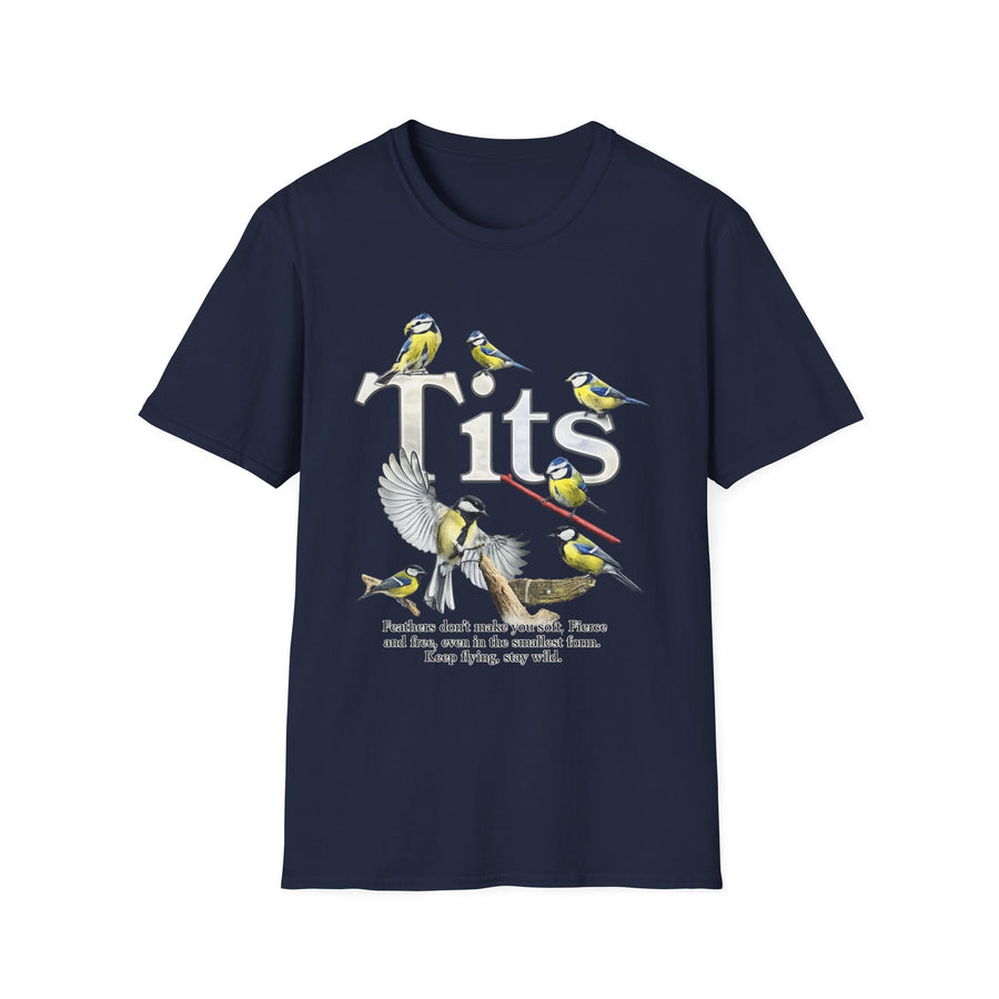 Tits Bird Funny Wildlife Graphic Tee - Detail Shot | INKHAUS