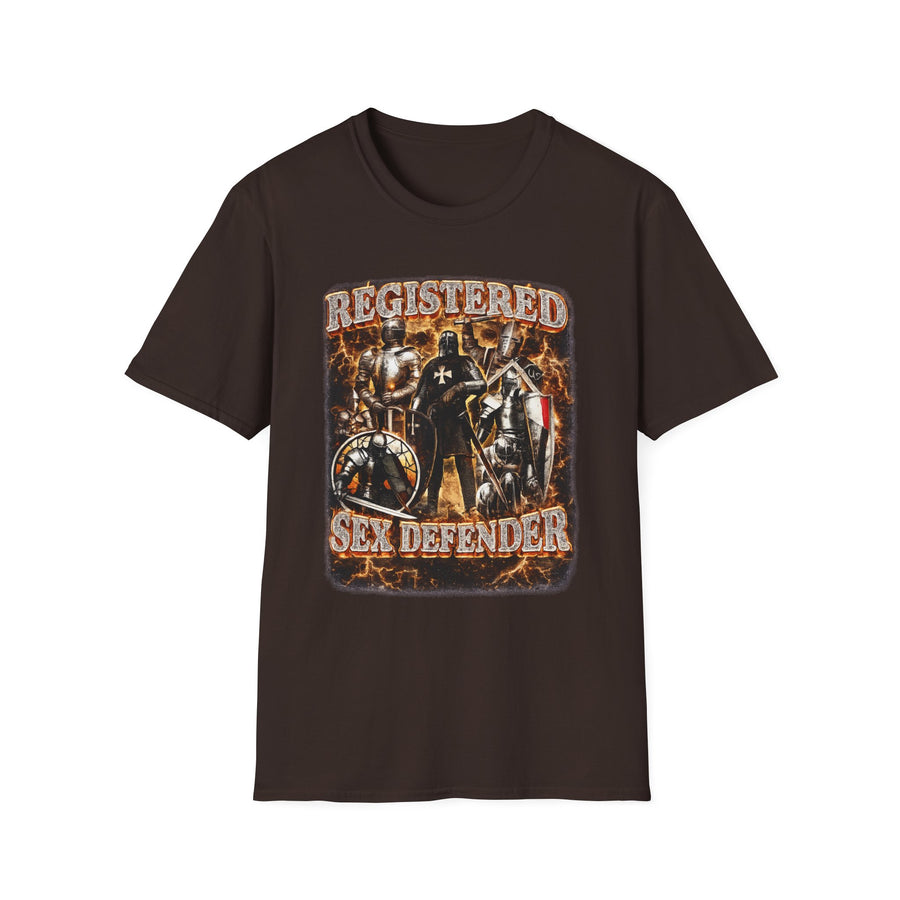 Registered Sex Defender Dark Humor Graphic Tee - Front - Alt Color | INKHAUS