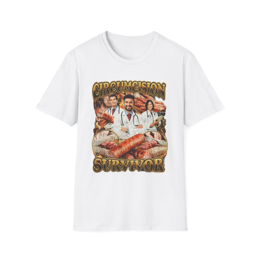 Circumcision Survivor Dark Humor Graphic Tee - Back View | INKHAUS