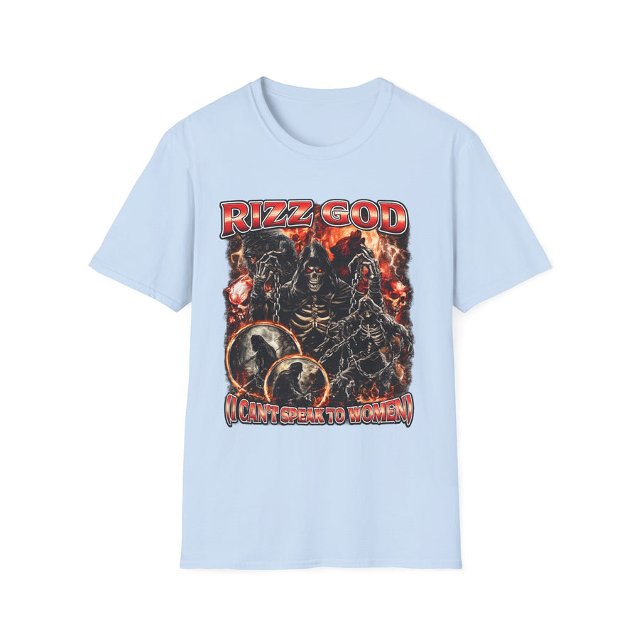 Rizz God Streetwear Dark Humor Graphic Tee - Lifestyle View | INKHAUS