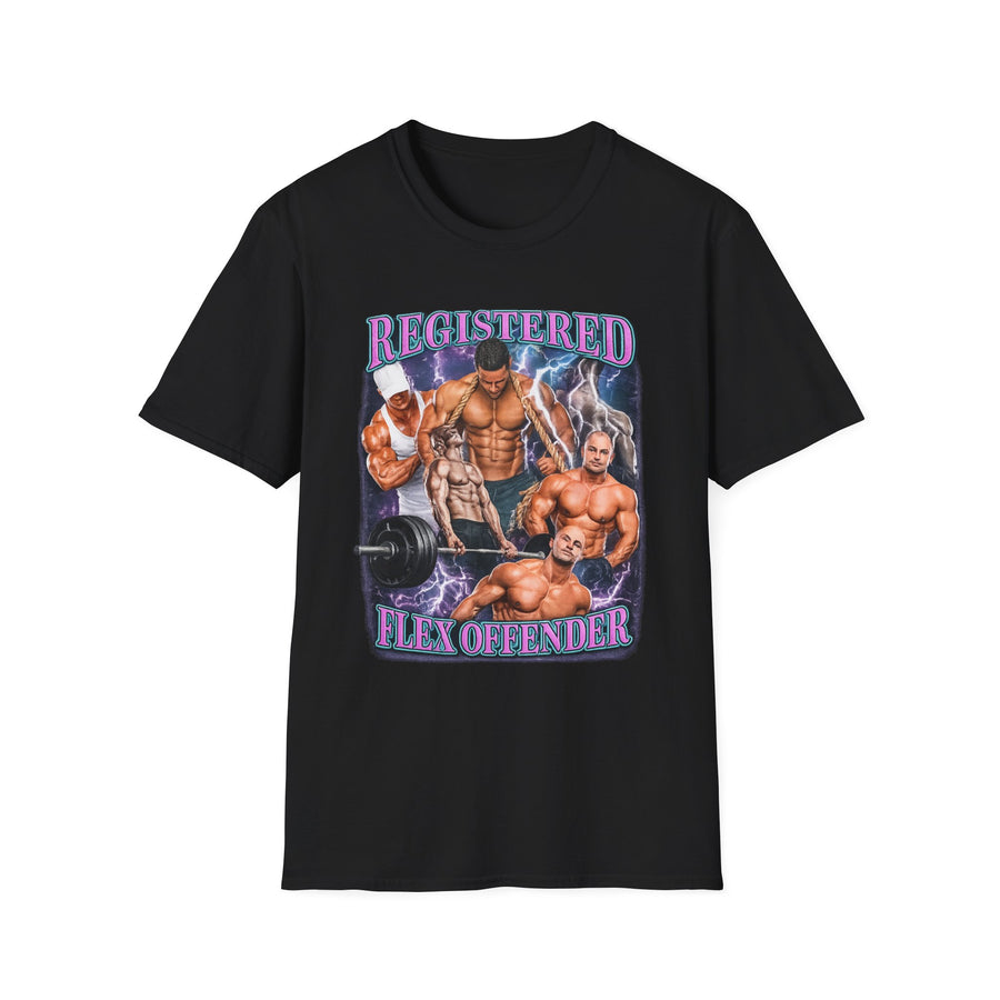 Registered Flex Offender Gym Graphic Tee - Front View | INKHAUS
